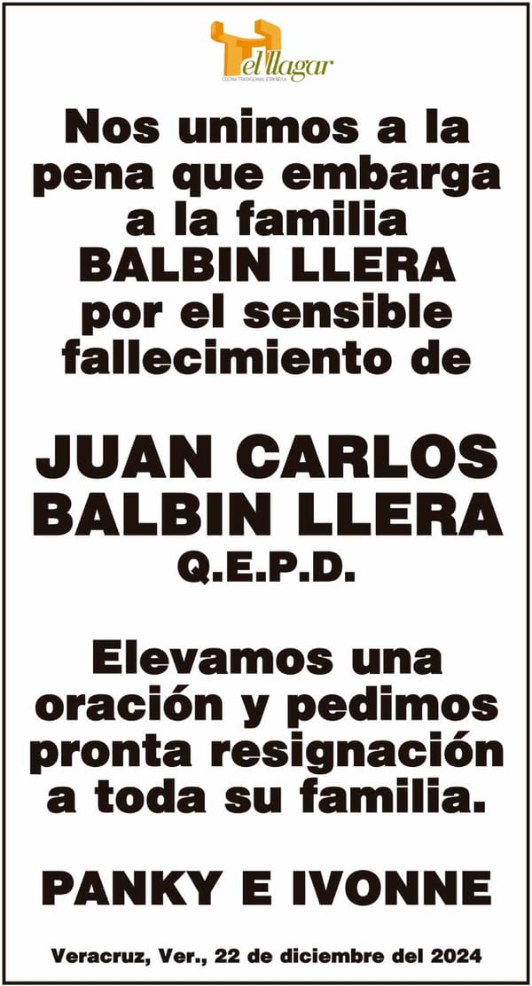 NOS UNIMOS A LA PENA QUE EMBARGA A LA FAMILIA BALBIN LLERA...