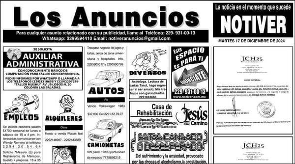 ...LOS ANUNCIOS, AVISOS Y DEMÁS! - MARTES, 17 DE DICIEMBRE 2024