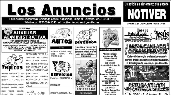 ...LOS ANUNCIOS, AVISOS Y DEMÁS! - MARTES, 24 DE DICIEMBRE 2024