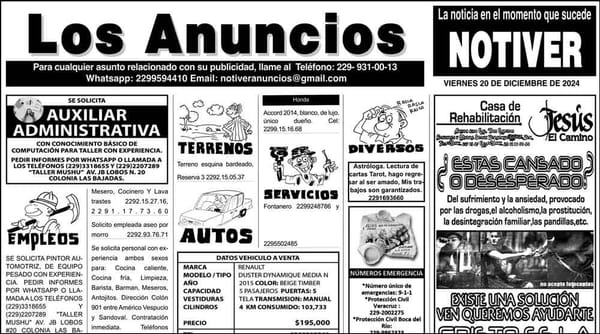 ...LOS ANUNCIOS, AVISOS Y DEMÁS! - VIERNES, 20 DE DICIEMBRE 2024