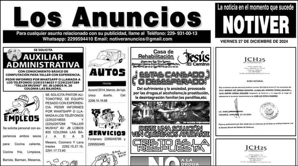 ...LOS ANUNCIOS, AVISOS Y DEMÁS! - VIERNES, 27 DE DICIEMBRE 2024