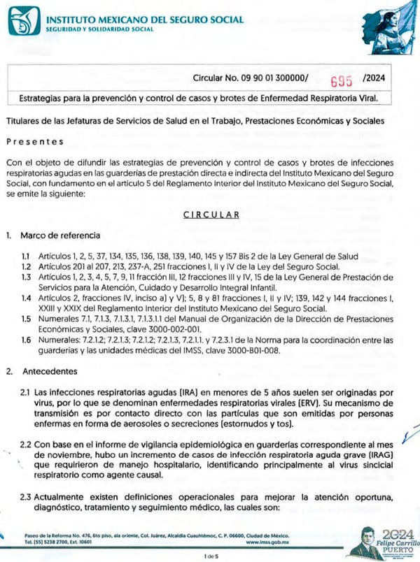 ¡A CUIDARSE! - Y TODOS... *“El informe de vigilancia epidemiológica en guarderías correspondiente al mes de noviembre, hubo un incremento de casos de infección respiratoria aguda grave [IRAG)"