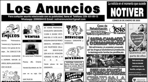 ...LOS ANUNCIOS, AVISOS Y DEMÁS! - LUNES, 20 DE ENERO 2025